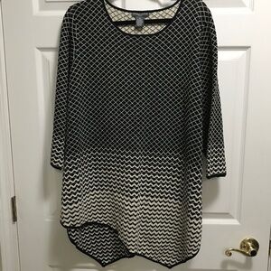 Chelsea & Theodore Women's 3x Sparkly Formal Sweater Black/Cream/Gold Metallic